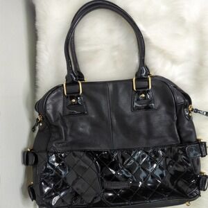 BCBG MAX AZRIA Patent Leather Quilted Purse Black